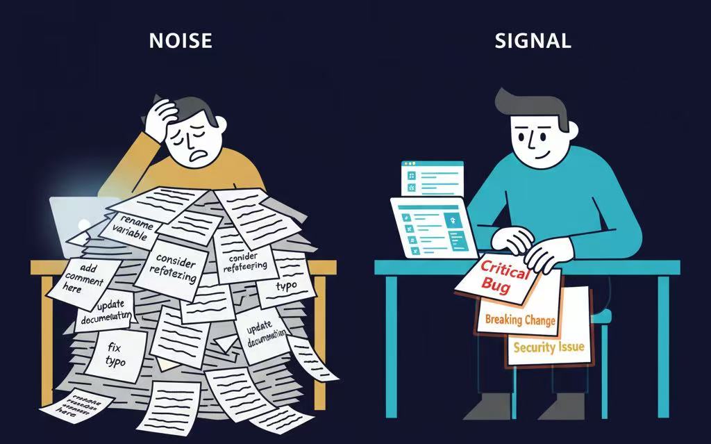 The difference between noisy and signal-focused code review